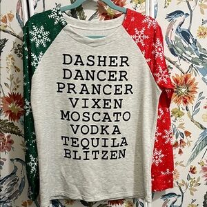 Festive Green and Red Women's Jersey Top